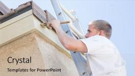  Presentation with paint roller - Amazing PPT theme having appealing - professional painter using a small backdrop and a soft green colored foreground