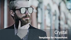  Presentation with summer time - PPT theme featuring appealing - young handsome attractive bearded model background and a ocean colored foreground