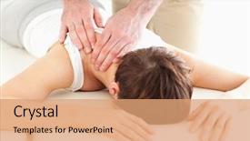  Presentation with appearance - Slides enhanced with physical appearance - man massaging a woman's neck background and a coral colored foreground