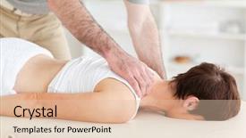  Presentation with masseur doing massage spa - Presentation theme enhanced with physical appearance - masseur is massaging a woman's background and a lemonade colored foreground
