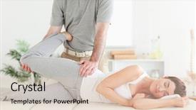 Presentation with chiropractor - Cool new PPT theme with physical appearance - woman's leg is stretched backdrop and a lemonade colored foreground
