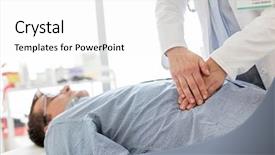  Presentation with stomach - PPT theme featuring appendix - doctor treating stomach of patient background and a white colored foreground