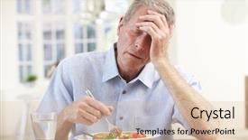  Presentation with eat - Audience pleasing PPT theme consisting of appetite - sick older man trying backdrop and a lemonade colored foreground