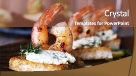  Presentation with appetizer - Slide set with appetizer canape with shrimp background and a red colored foreground