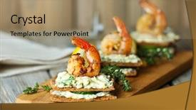  Presentation with appetizer - Cool new presentation design with appetizer canape with shrimp backdrop and a coral colored foreground