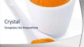  Presentation with appetizer - Cool new presentation theme with appetizer carrot bowl and spoon backdrop and a sky blue colored foreground