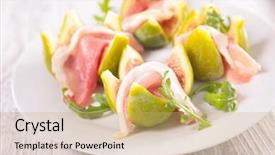  Presentation with appetizer - Cool new slide deck with appetizer fig and prosciutto ham backdrop and a yellow colored foreground