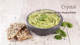 Presentation with cracker - Cool new PPT layouts with appetizer-guacamole-with-cracker-bread backdrop and a lemonade colored foreground