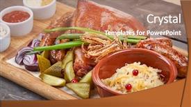  Presentation with pig - Colorful PPT theme enhanced with pig chicken - appetizer in the bar backdrop and a coral colored foreground