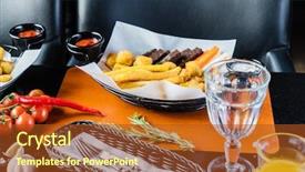  Presentation with appetizer - Audience pleasing presentation theme consisting of appetizer in the bar backdrop and a tawny brown colored foreground