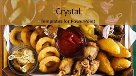  Presentation with appetizer - Audience pleasing slide set consisting of greasy - appetizer in the bar backdrop and a gold colored foreground