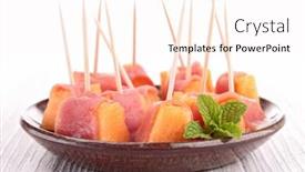  Presentation with appetizer - Audience pleasing presentation design consisting of appetizer melon and prosciutto backdrop and a pink colored foreground