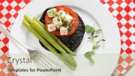  Presentation with appetizer - Slides having appetizer-of-grilled-portobello-mushroom background and a mint green colored foreground