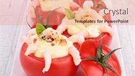  Presentation with appetizer - Slides having appetizer-stuffed-tomato-with-shrimp background and a coral colored foreground