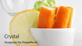  Presentation with appetizer - Cool new presentation theme with appetizer-verrine-of-surimi backdrop and a soft green colored foreground