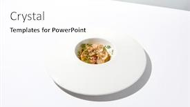  Presentation with food white - PPT theme consisting of appetizer-with-roasted-sea-scallop background and a sky blue colored foreground