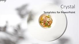  Presentation with food white - Presentation theme enhanced with appetizer-with-roasted-sea-scallop background and a sky blue colored foreground