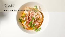  Presentation with food white - Slide deck having appetizer-with-roasted-sea-scallop background and a lemonade colored foreground