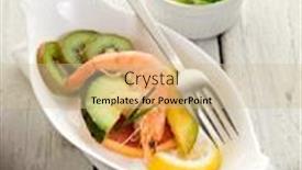  Presentation with mango - Presentation theme with appetizer with shrimp over slice grapefruit mango avocado and kiwi background and a soft green colored foreground