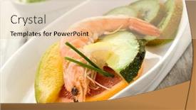  Presentation with kiwi - Slides featuring appetizer with shrimp over slice grapefruit mango avocado and kiwi background and a lemonade colored foreground