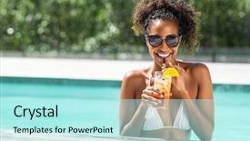  Presentation with luxury fashion - Audience pleasing slide set consisting of appetizers - portrait of happy fashion woman backdrop and a arctic colored foreground