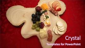  Presentation with appetizers - Colorful slide set enhanced with appetizers consisting of cheeses fruit backdrop and a wine colored foreground