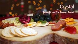  Presentation with appetizers - Slide set featuring appetizers consisting of cheeses fruit background and a wine colored foreground