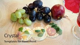  Presentation with cutting board - Audience pleasing presentation consisting of appetizers consisting of cheeses fruit backdrop and a lemonade colored foreground