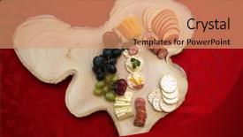  Presentation with appetizers - Presentation theme featuring appetizers consisting of cheeses fruit background and a coral colored foreground