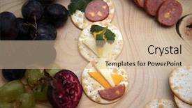  Presentation with appetizers - Colorful slides enhanced with appetizers consisting of cheeses fruit backdrop and a soft green colored foreground