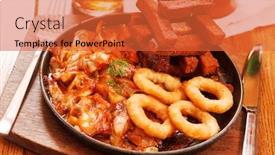  Presentation with appetizers - Presentation theme featuring appetizers in the pub background and a red colored foreground