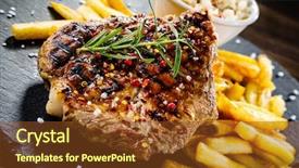  Presentation with free steak - Theme featuring appetizing - grilled steak with french fries background and a  colored foreground