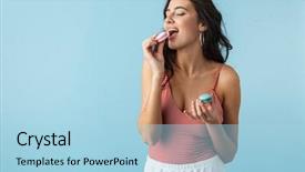  Presentation with girl scouts explorer summer - Colorful presentation enhanced with appetizing - lovely cheerful girl wearing summer backdrop and a light blue colored foreground