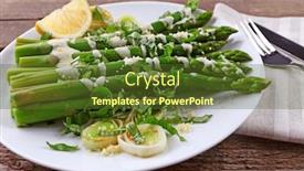  Presentation with white cheese - Slide deck with appetizing-asparagus-in-sour-cream background and a tawny brown colored foreground