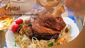  Presentation with oktoberfest - Cool new PPT theme with appetizing bavarian grilled pork knuckle backdrop and a coral colored foreground