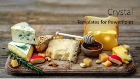  Presentation with honey - Audience pleasing PPT layouts consisting of appetizing-cheese-plate-with-honey backdrop and a coral colored foreground