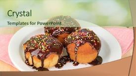  Presentation with cupcakes - Presentation theme with appetizing cupcakes with chocolate on nature background background and a soft green colored foreground