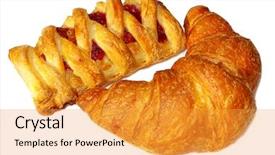  Presentation with golden - Presentation design having appetizing-golden-croissants-isolated background and a gold colored foreground