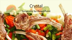  Presentation with ribs - Colorful slides enhanced with appetizing roasted lamb ribs and various vegetables close-up backdrop and a blonde colored foreground