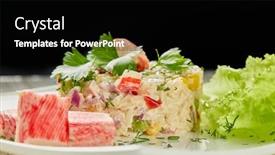  Presentation with crab - Audience pleasing presentation theme consisting of appetizing-salad-from-crab-sticks backdrop and a black colored foreground