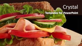  Presentation with parchment paper - Slides having appetizing-sandwich-from-ham-cheese background and a wine colored foreground