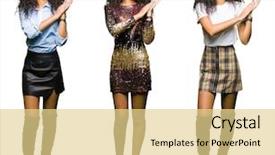  Presentation with party - Cool new slide set with applaud - collage of young woman wearing backdrop and a blonde colored foreground