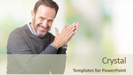  Presentation with joyful - Slide set featuring applaud - handsome middle age senior man background and a  colored foreground