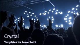  Presentation with venue - Cool new PPT layouts with applause - concert goers applauding inside backdrop and a wine colored foreground