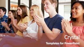  Presentation with racial group high school students - Colorful slide deck enhanced with applause - group of high school students backdrop and a coral colored foreground