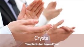  Presentation with photo - Audience pleasing presentation theme consisting of applause - photo of businesswoman s hands backdrop and a coral colored foreground