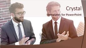  Presentation with partners - Presentation theme featuring applause winner - business partners applauding standing background and a lemonade colored foreground