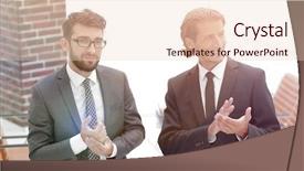  Presentation with business partner people joining hand - Slide deck consisting of applause winner - business partners applauding standing background and a lemonade colored foreground