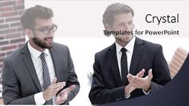  Presentation with partners - Amazing slides having applause winner - business partners applauding standing backdrop and a light gray colored foreground