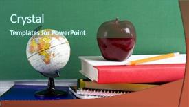  Presentation with school apple - Audience pleasing PPT layouts consisting of apple and a miniature globe backdrop and a ocean colored foreground